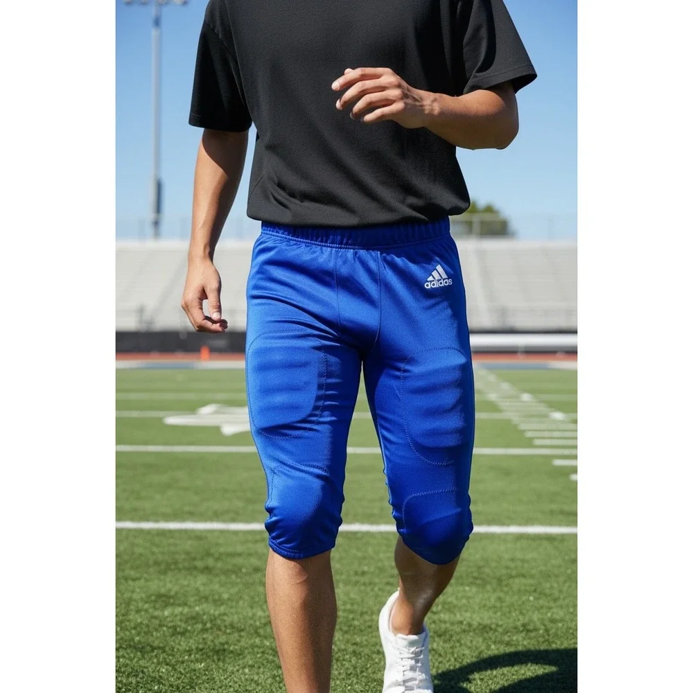 Adidas Mens Padded Football Pants Royal Blue Integrated Pads Size Small
